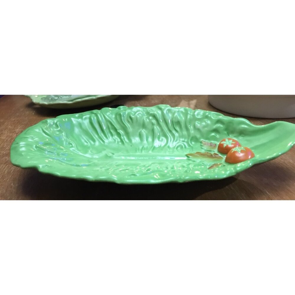 Vintage Carlton Ware Lettuce Leaf Tomato Serving Dish Made In England 12”